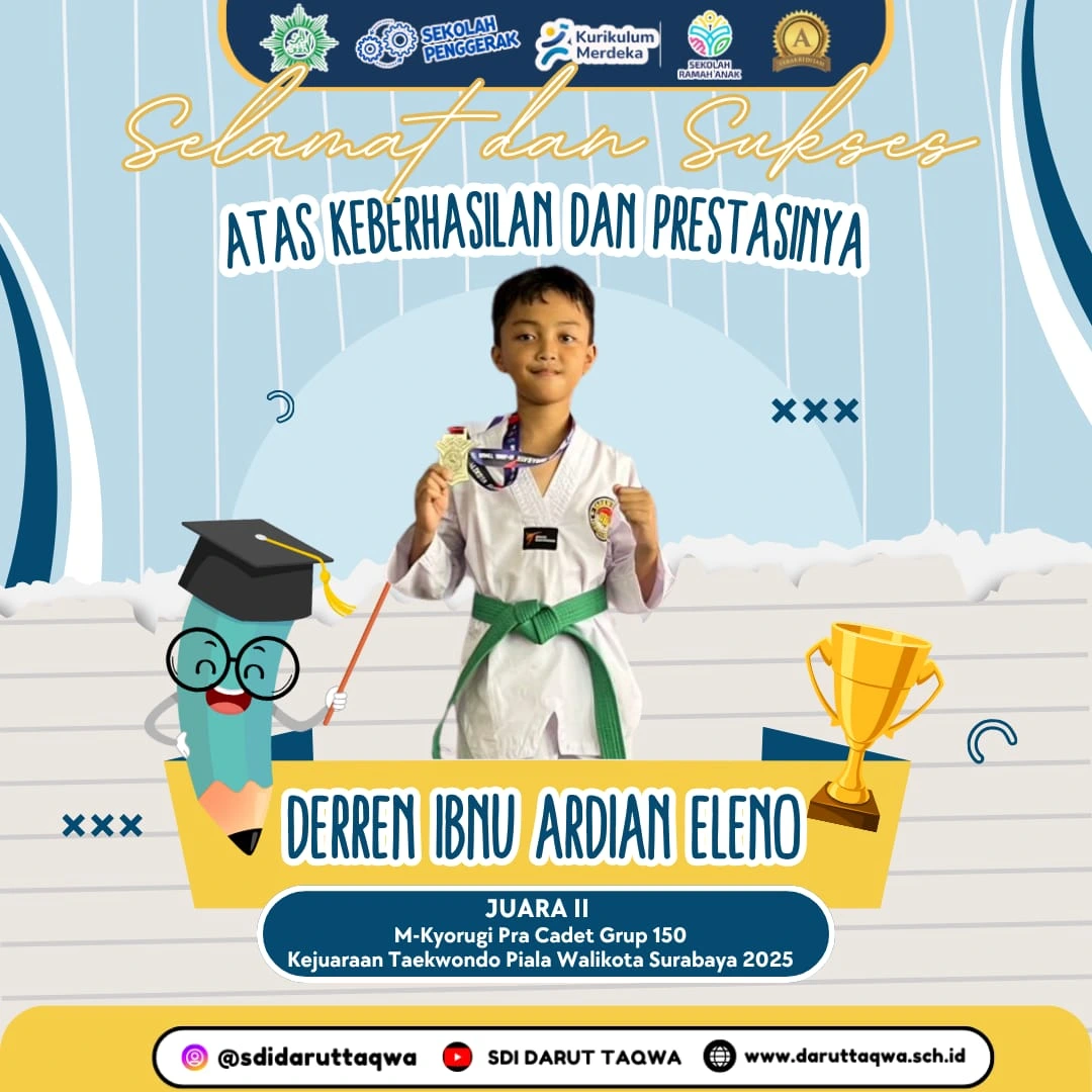 Selamat & Sukses Atas Prestasi Derren Ibnu Ardian di Kejuaraan Taekwondo Walikota Surabaya 2025
